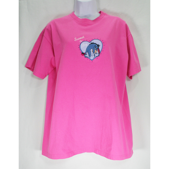 Disney Tops - Disney Vintage Eyore Embroidered Pink Tee